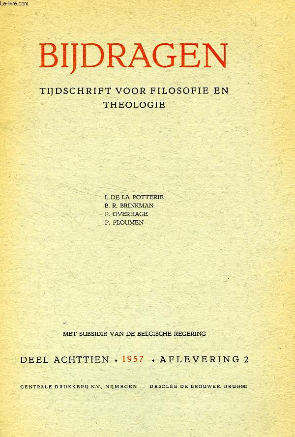BIJDRAGEN, II, 1957, TIJDSCHRIFT VOOR PHILOSOPHIE EN THEOLOGIE