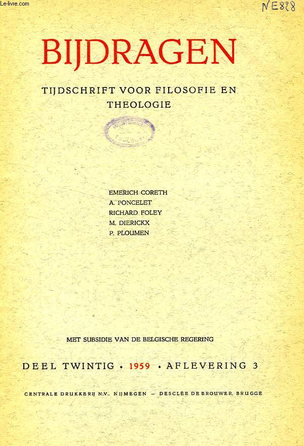 BIJDRAGEN, III, 1959, TIJDSCHRIFT VOOR PHILOSOPHIE EN THEOLOGIE