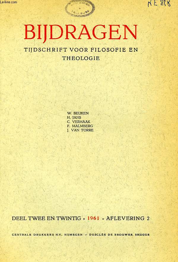 BIJDRAGEN, II, 1961, TIJDSCHRIFT VOOR PHILOSOPHIE EN THEOLOGIE