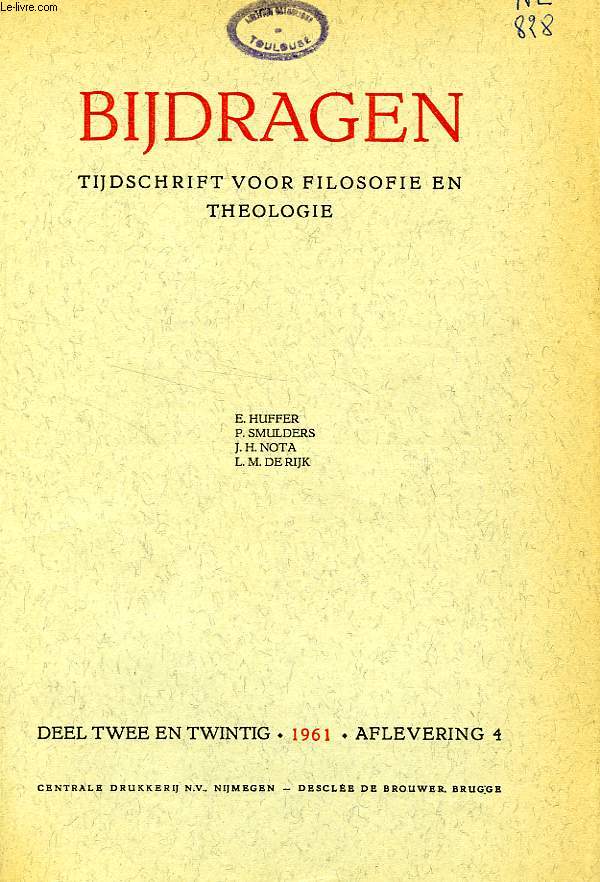 BIJDRAGEN, IV, 1961, TIJDSCHRIFT VOOR PHILOSOPHIE EN THEOLOGIE