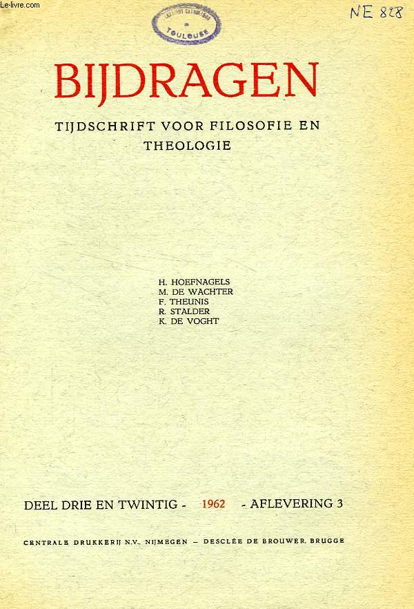 BIJDRAGEN, III, 1962, TIJDSCHRIFT VOOR PHILOSOPHIE EN THEOLOGIE