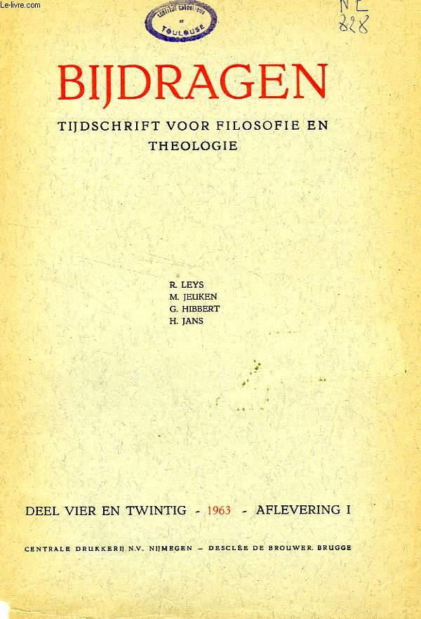BIJDRAGEN, I, 1963, TIJDSCHRIFT VOOR PHILOSOPHIE EN THEOLOGIE