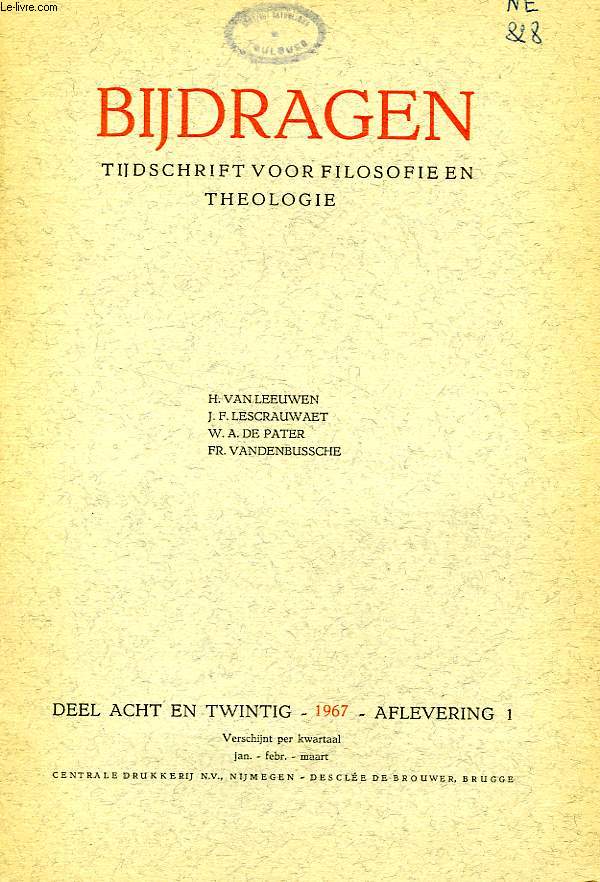 BIJDRAGEN, I, 1967, TIJDSCHRIFT VOOR PHILOSOPHIE EN THEOLOGIE