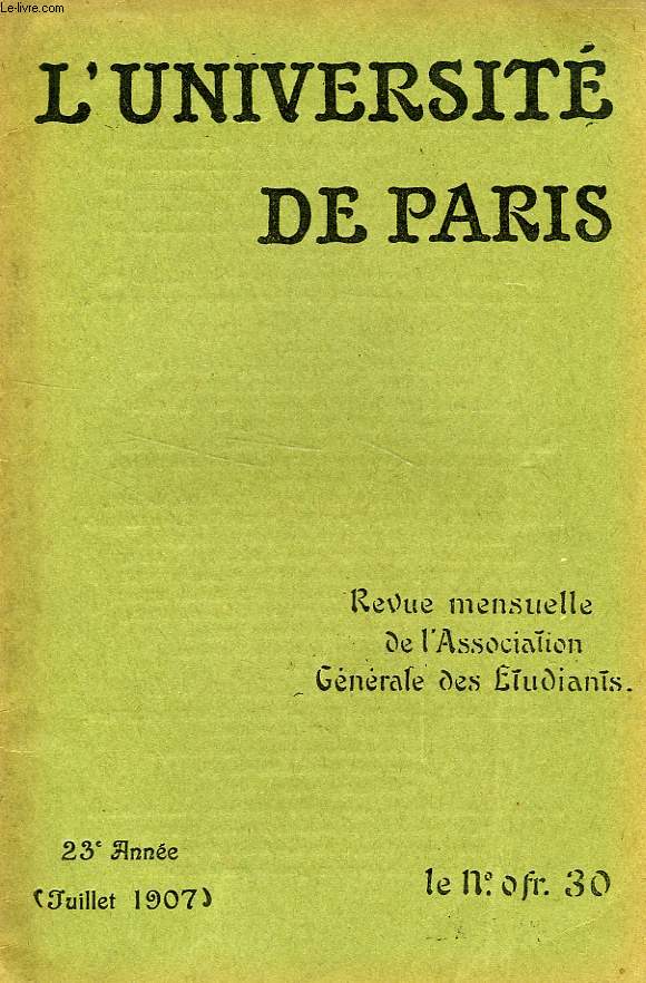 L'UNIVERSITE DE PARIS, 23e ANNEE, JUILLET 1907