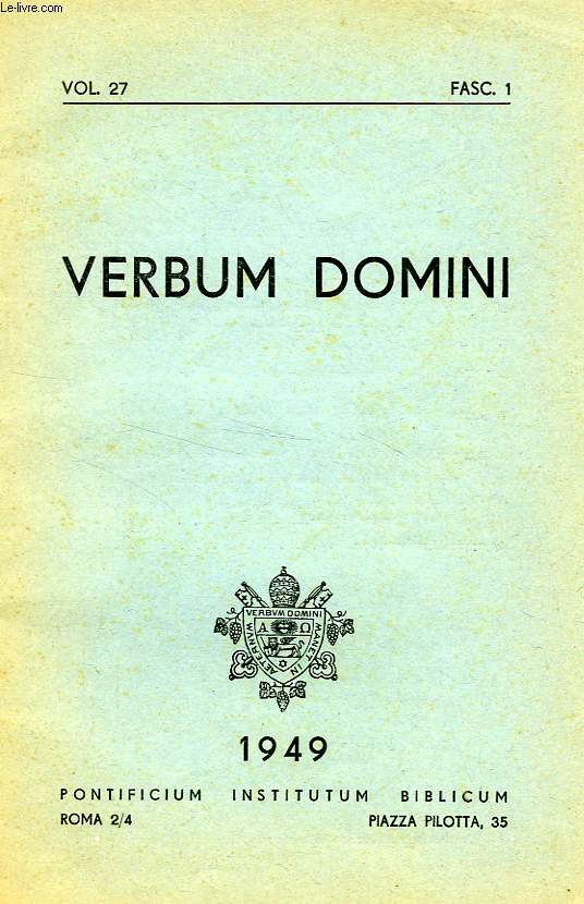VERBUM DOMINI, VOL. 27, FASC. 1, 1949