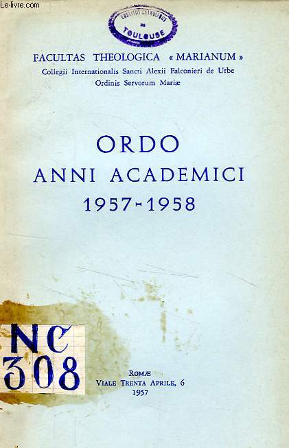 ORDO ANNI ACADEMICI 1957-1958
