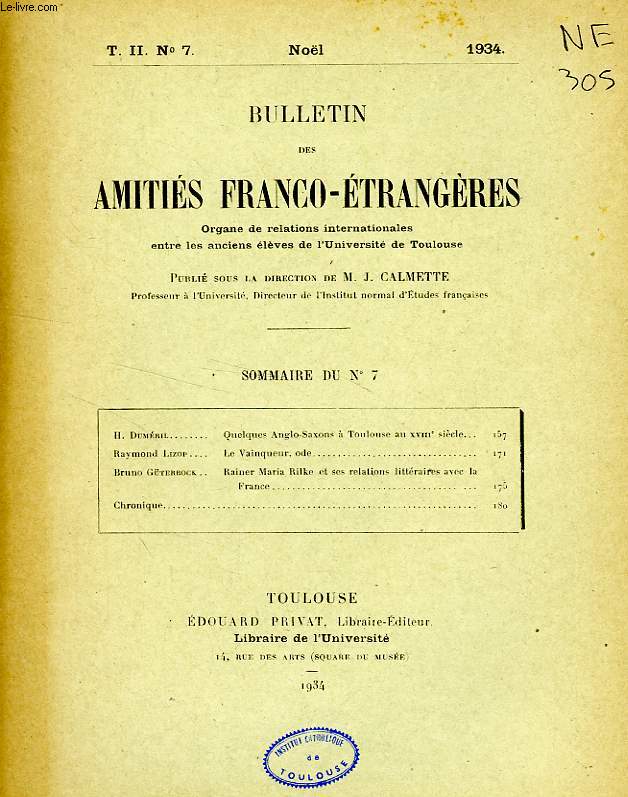 BULLETIN DES AMITIES FRANCO-ETRANGERES, T. II, N 7, NOL 1934