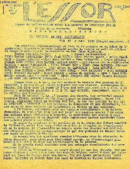 L'ESSOR, XVIIe ANNEE, N 3, JUIN 1949, ORGANE DE COLLABORATION DU SEMINAIRE PIE XI