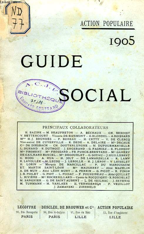 ACTION POPULAIRE, GUIDE SOCIAL 1905