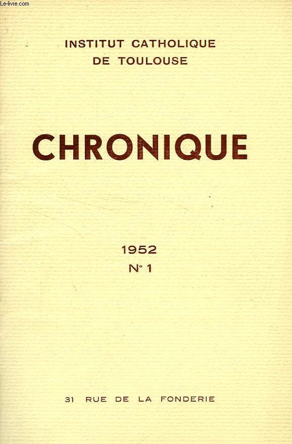 CHRONIQUE, N 1, 1952