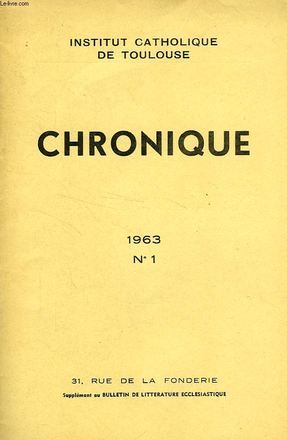 CHRONIQUE, N 1, 1963