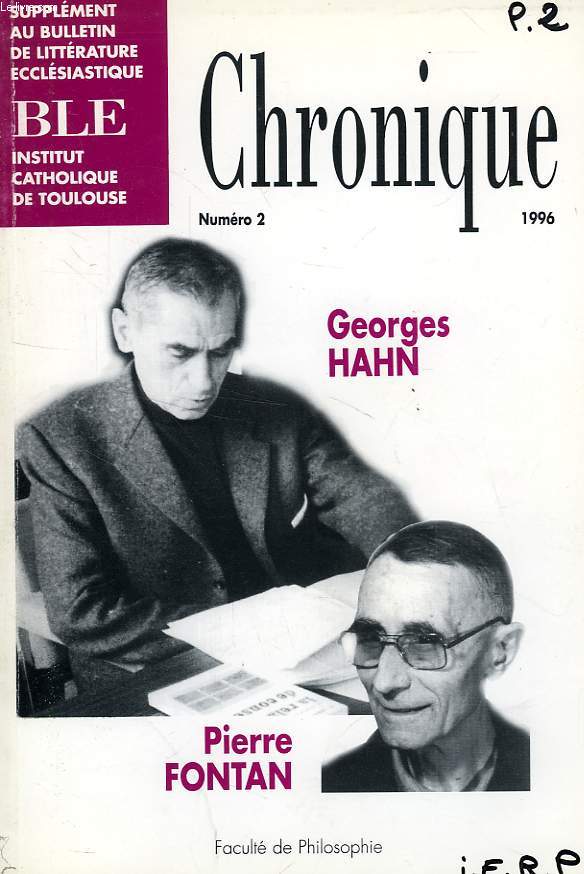 CHRONIQUE, N 2, 1996, GEORGES HAHN, PIERRE FONTAN