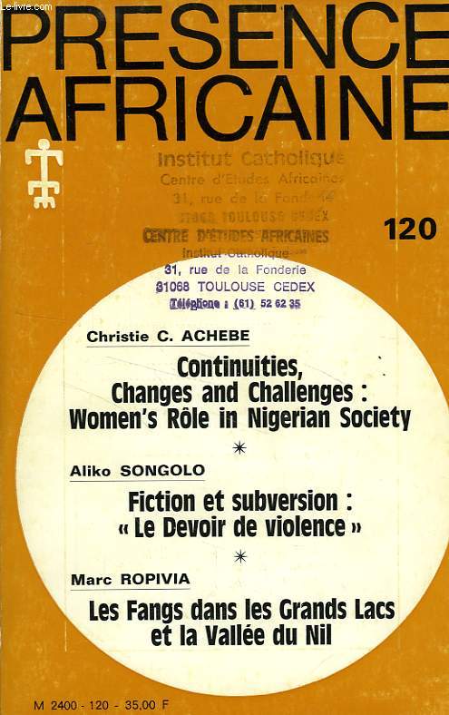 PRESENCE AFRICAINE, N 120, 4e TRIM. 1981