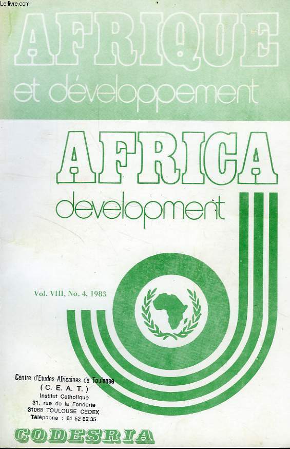 AFRIQUE ET DEVELOPPEMENT, AFRICA DEVELOPMENT, VOL. VIII, N 4, OCT.-DEC. 1983