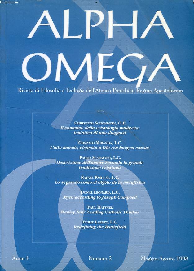 ALPHA OMEGA, ANNO I, N 2, MAGGIO-AGOSTO 1998