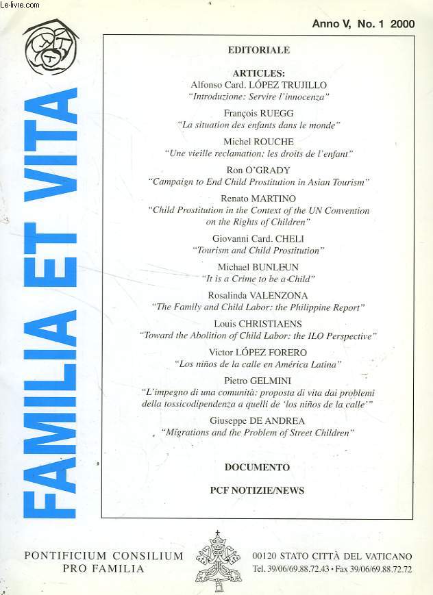 FAMILIA ET VITA, ANNO V, N 1, 2000