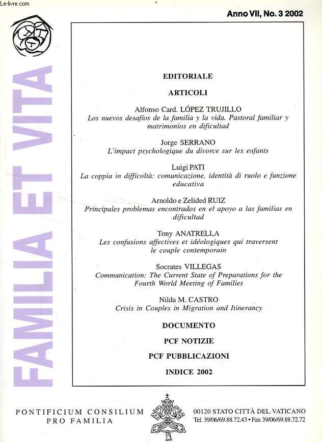 FAMILIA ET VITA, ANNO VII, N 3, 2002
