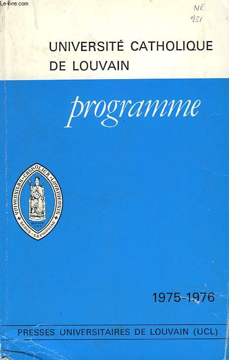 UNIVERSITE CATHOLIQUE DE LOUVAIN, PROGRAMME, 1975-1976