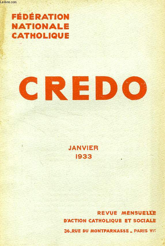 CREDO, JAN. 1933