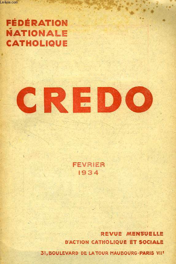 CREDO, FEV. 1934