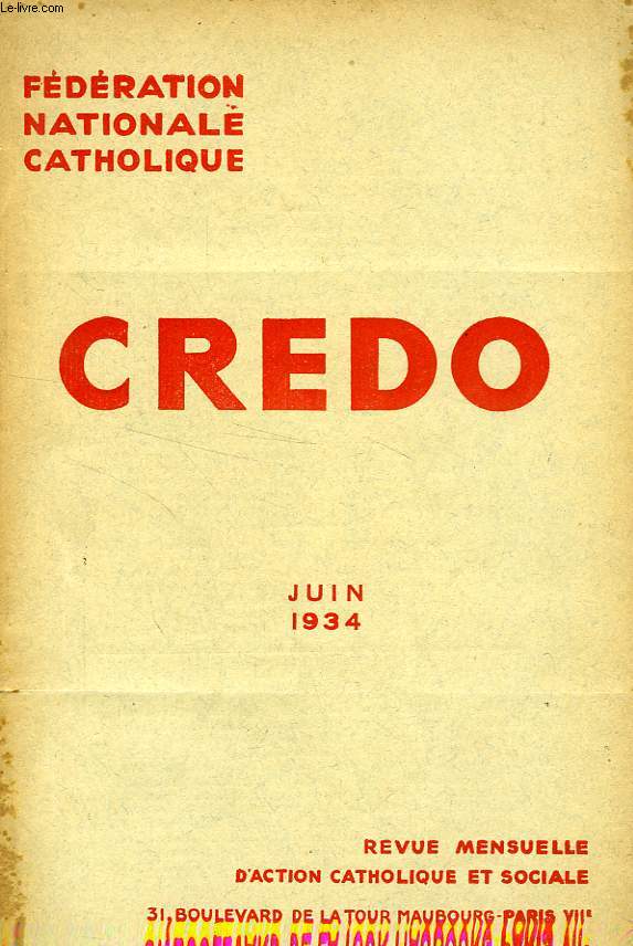 CREDO, JUIN 1934
