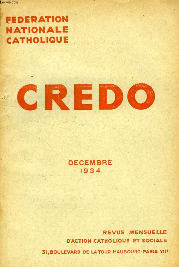 CREDO, DEC. 1934