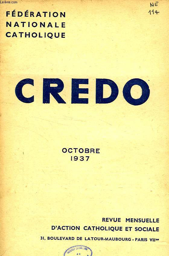 CREDO, OCT. 1937