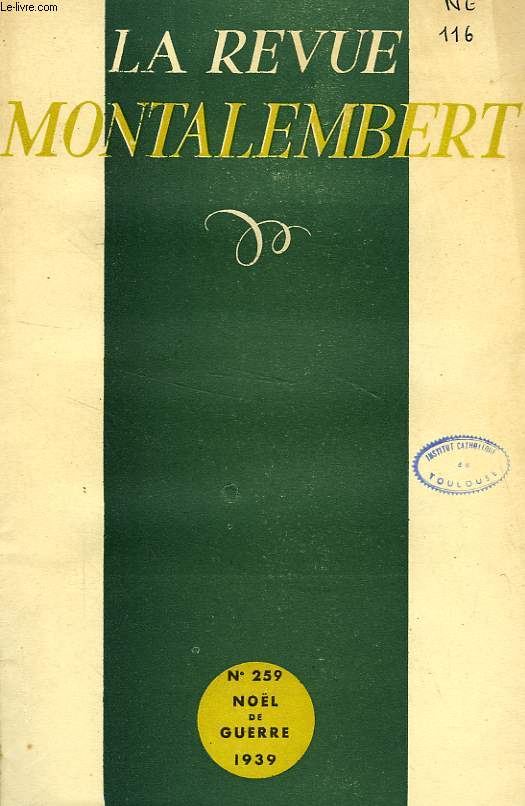 REVUE MONTALEMBERT, N 259, NOL DE GUERRE 1939