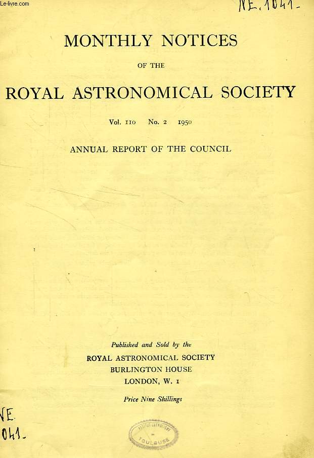 MONTHLY NOTICES OF THE ROYAL ASTRONOMICAL SOCIETY, VOL. 110, N 2, 1950