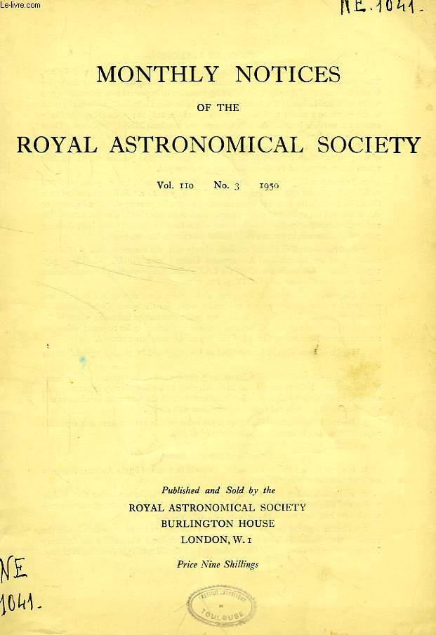MONTHLY NOTICES OF THE ROYAL ASTRONOMICAL SOCIETY, VOL. 110, N 3, 1950