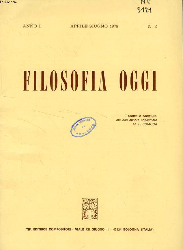 FILOSOFIA OGGI, ANNO I, N 2, APRILE-GIUGNO 1978
