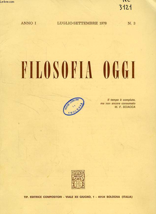 FILOSOFIA OGGI, ANNO I, N 3, LUGLIO-SETT. 1978