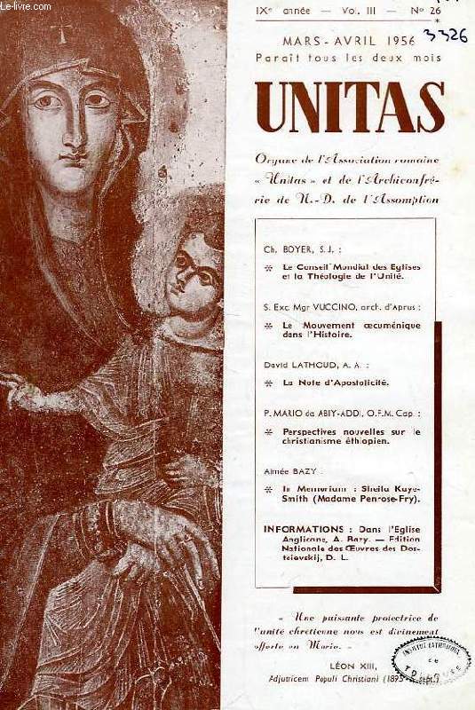 UNITAS, IXe ANNEE, VOL. III, N 26, MARS-AVRIL 1956