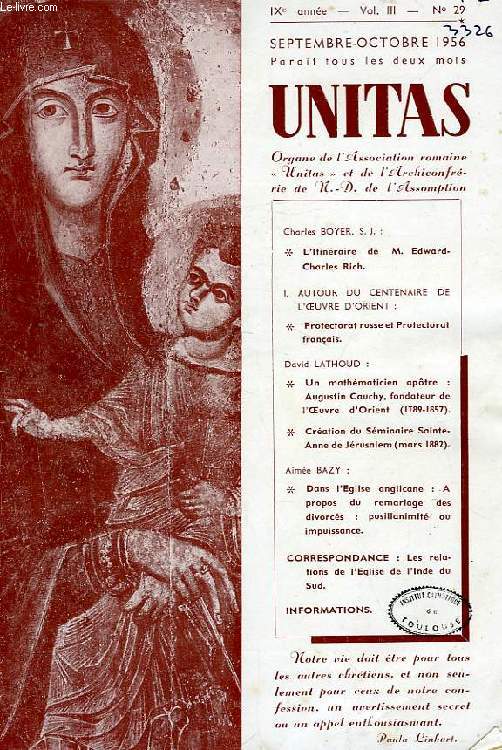 UNITAS, IXe ANNEE, VOL. III, N 29, SEPT.-OCT. 1956