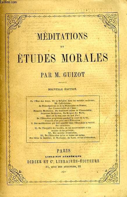 MEDITATIONS ET ETUDES MORALES