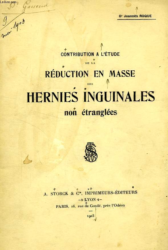 CONTRIBUTION A L'ETUDE DE LA REDUCTION EN MASSE DES HERNIES INGUINALES NON ETRANGLEES