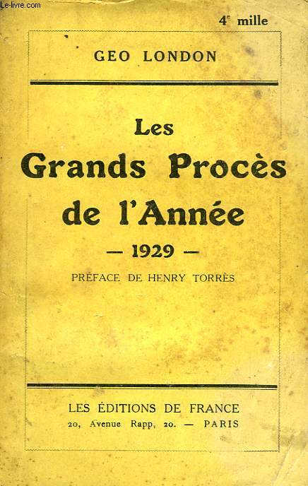 LES GRANDS PROCES DE L'ANNEE 1929