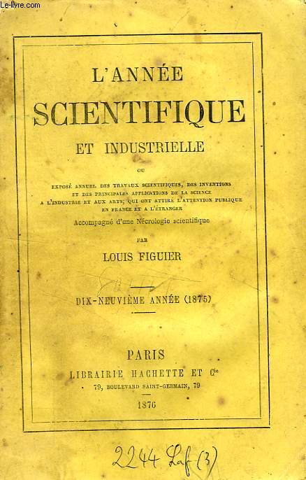 L'ANNEE SCIENTIFIQUE ET INDUSTRIELLE, 19e ANNEE (1875)