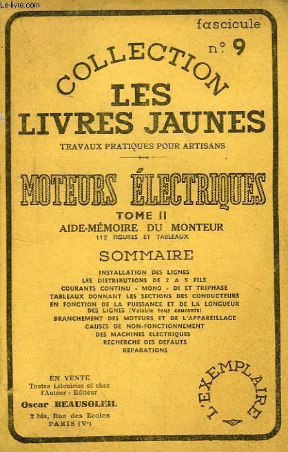 MOTEURS ELECTRIQUES, TOME II, AIDE-MEMOIRE DU MONTEUR