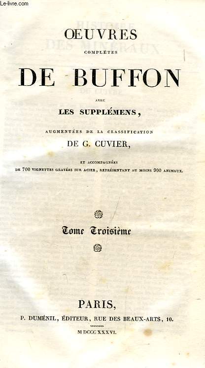 OEUVRES COMPLETES DE BUFFON AVEC SUPPLEMENS, TOMES III-IV (1 VOLUME)