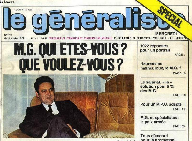 LE GENERALISTE, N 156, JAN. 1979