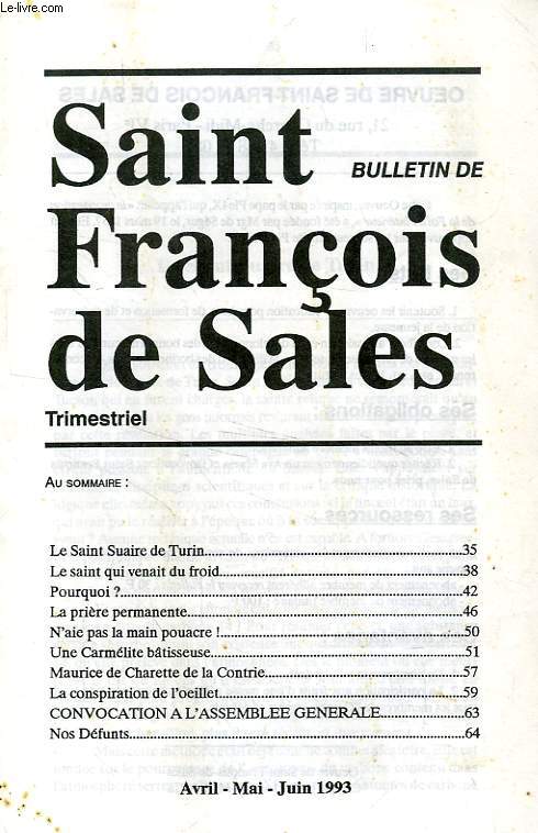 BULLETIN DE SAINT-FRANCOIS DE SALES, AVRIL-JUIN 1993