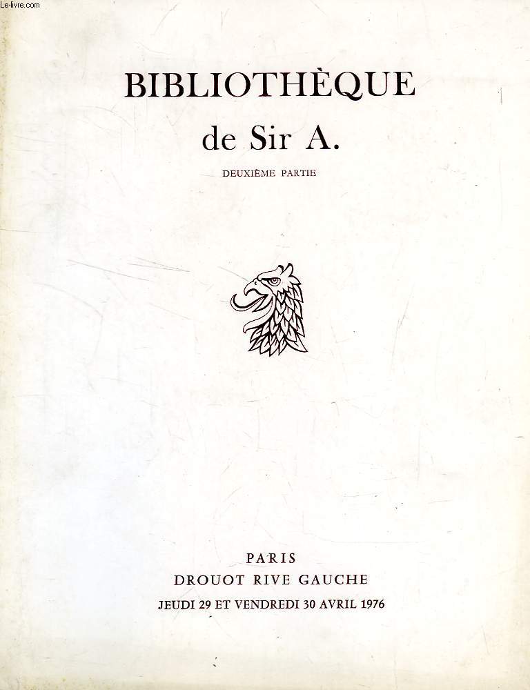 BIBLIOTHEQUE DE SIR A., 2e PARTIE (CATALOGUE)
