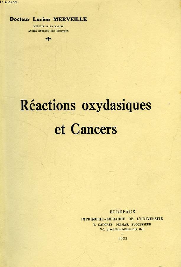 REACTIONS OXYDASIQUES ET CANCERS