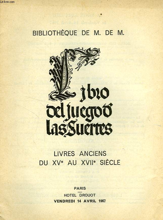 LIVRES ANCIENS DU XVe AU XVIIe SIECLE (CATALOGUE)