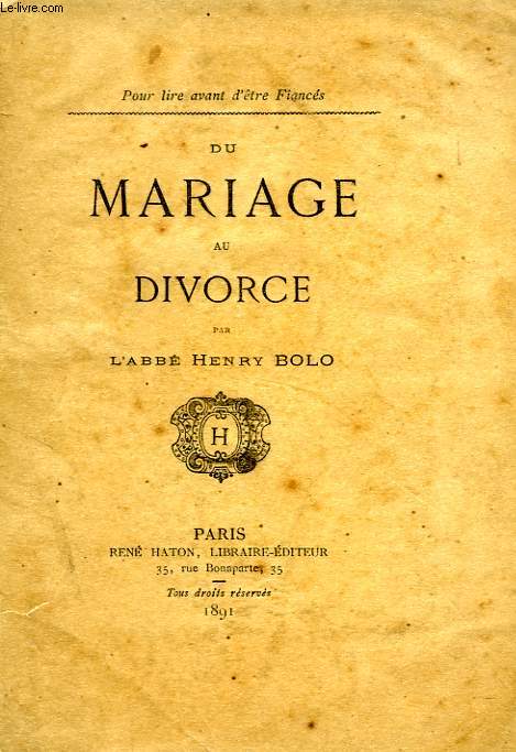 DU MARIAGE AU DIVORCE