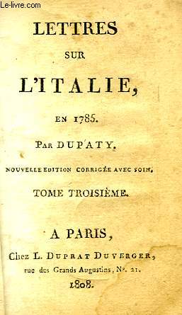 LETTRES SUR L'ITALIE EN 1785, TOME III