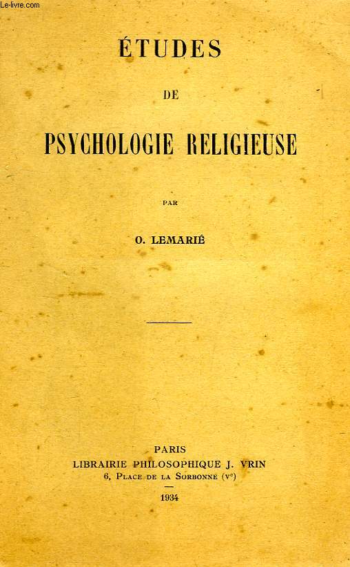 ETUDES DE PSYCHOLOGIE RELIGIEUSE