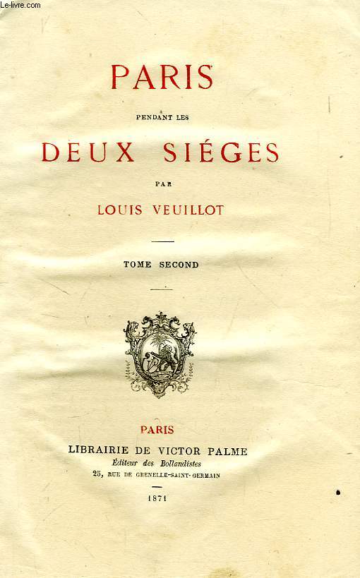 PARIS PENDANT LES DEUX SIEGES, TOME II