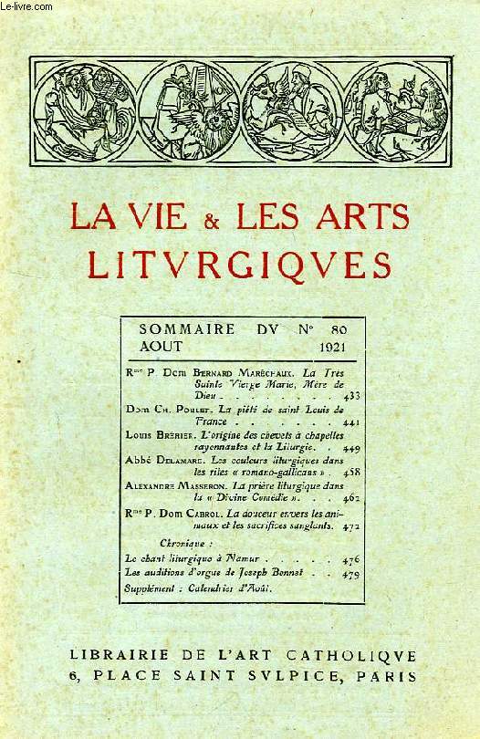 LA VIE & LES ARTS LITURGIQUES, N 80, AOUT 1921